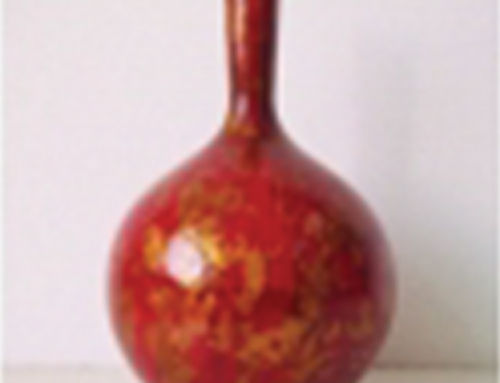 RED & GOLD NECKED VASE